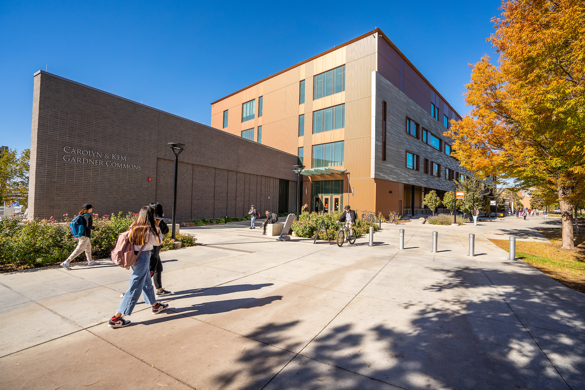 the exterior of the Gardner Commons building on the University of Utah campus