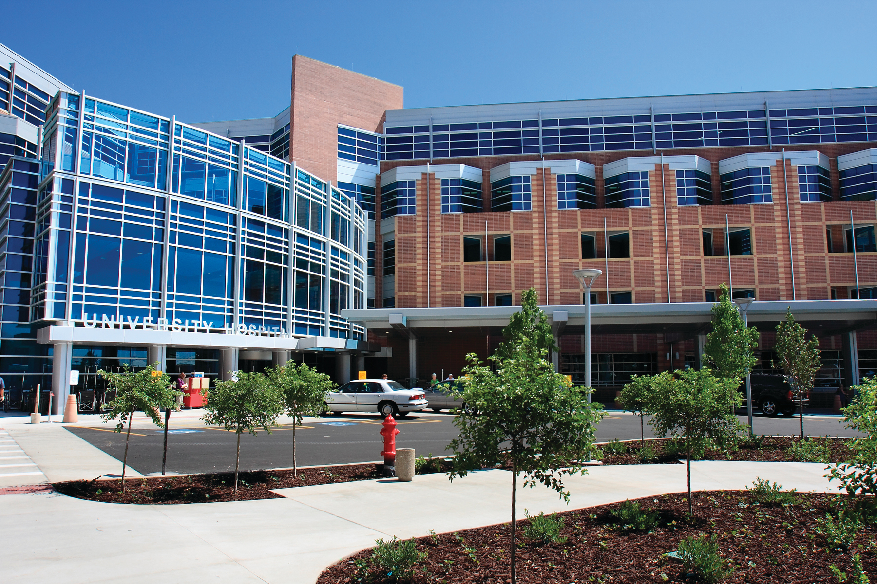 exterior of the front entrance of the University of Utah Hospital