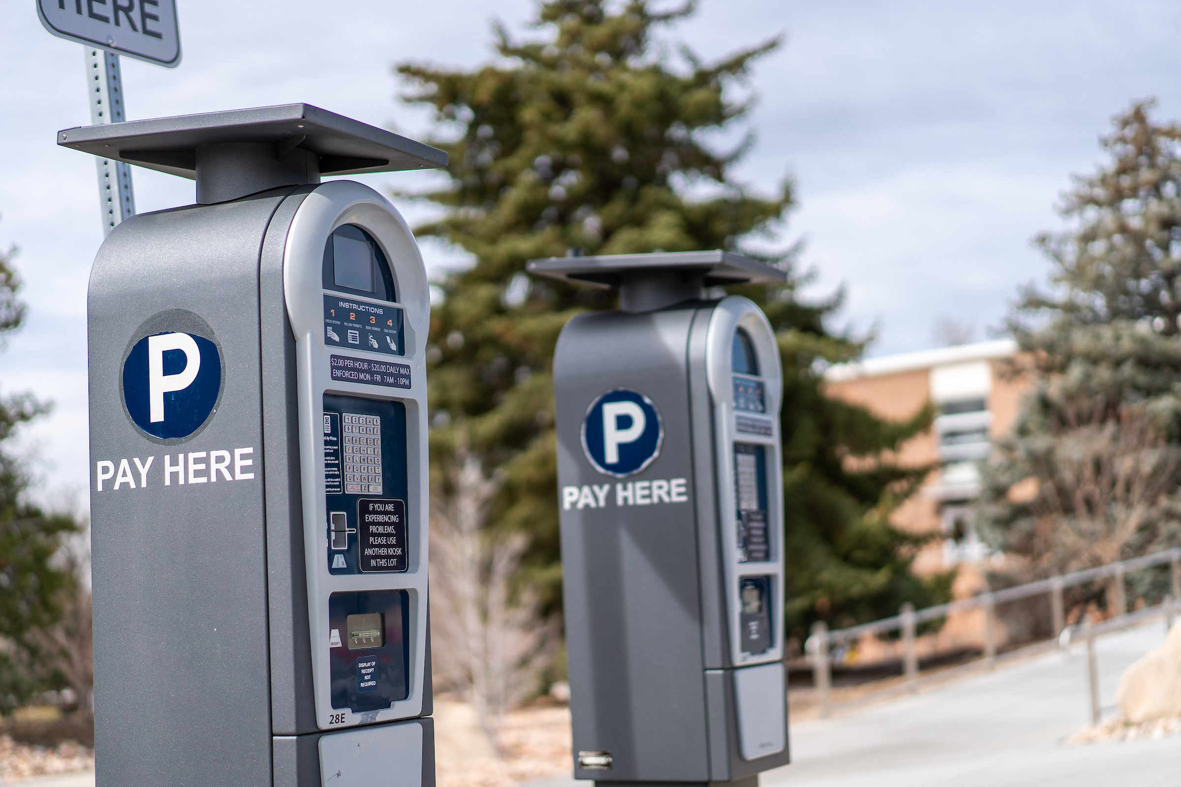 two parking kiosks on the University of Utah campus