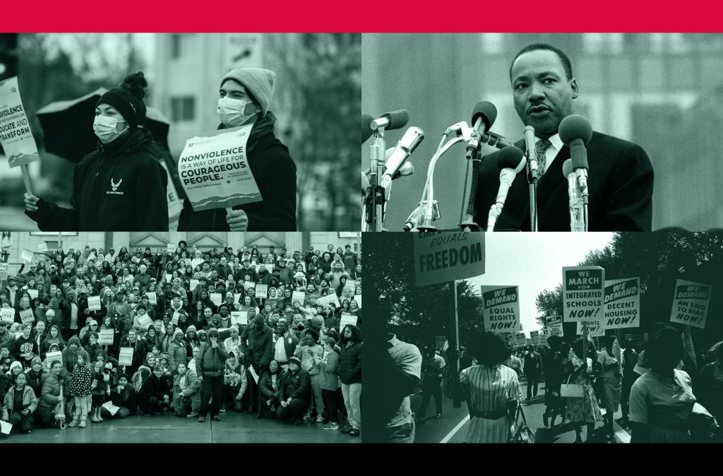 images of MLK and marches from the Civil Rights movement and today