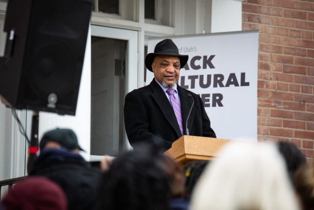 Steve Bell, Assistant Professor at the opening of the Black Cultural Center in Salt Lake City, Utah University of Utah, 95 Fort Douglas Blvd. (Bldg. 603)