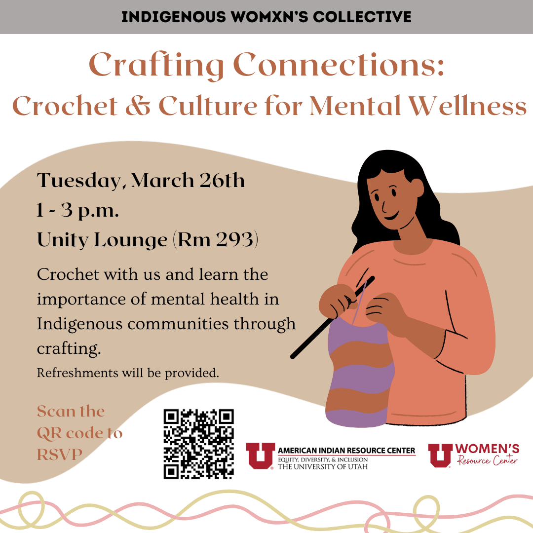 Crafting Connections, illustration of a woman crocheting